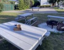 grass, outdoor, tree, bench, furniture, park, table, picnic, chair