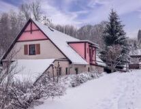 a house covered in snow