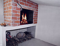 wall, flame, wood-burning stove, oven, hearth, masonry oven