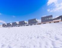 a beach covered in snow