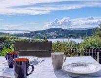 sky, outdoor, tableware, table, mountain