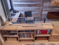furniture, indoor, desk, book, wooden, shelf
