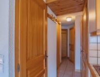a wood door in a room
