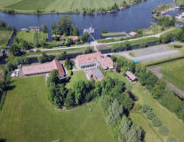 grass, house, tree, green, lake, water, aerial, building