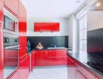 floor, indoor, sink, red, countertop, design