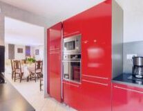 indoor, floor, wall, red, ceiling, kitchen, design, interior, cabinetry, door, countertop