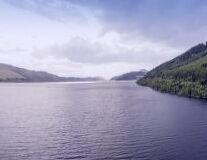 a large body of water with Loch Ness in the middle of a lake